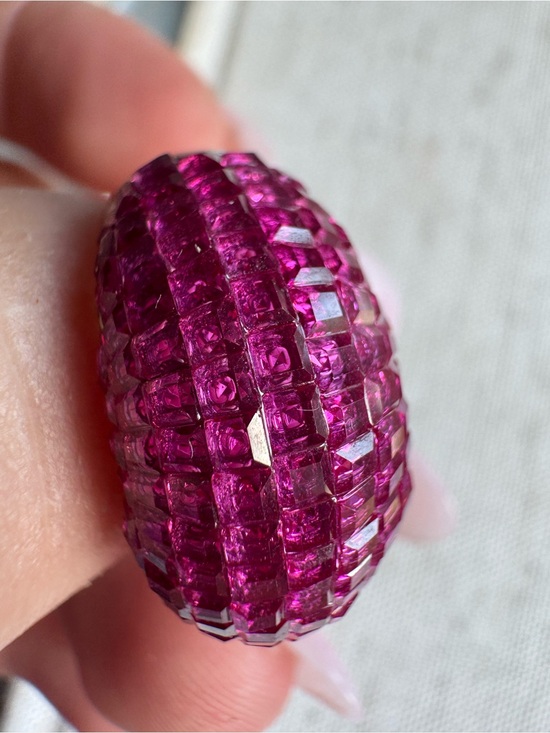 Jewelry - Stunning lab created domed ruby ring set in Sterling silver